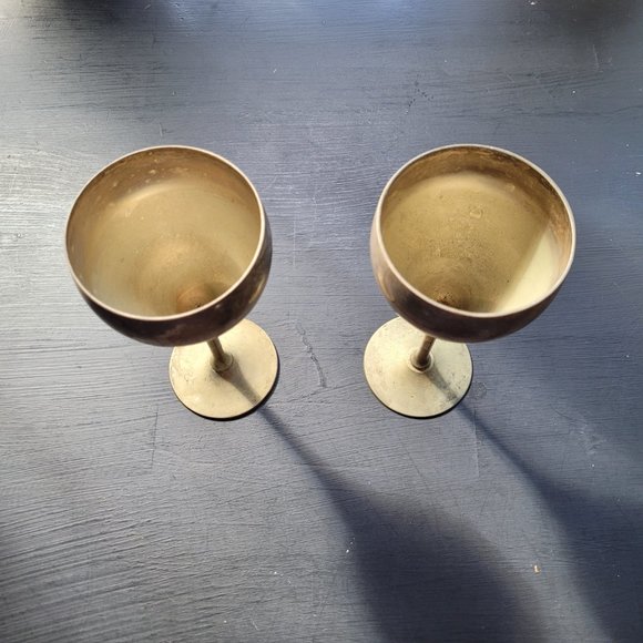 Vintage Patina Tulip Wine Goblets - Distressed - Picture 2 of 15